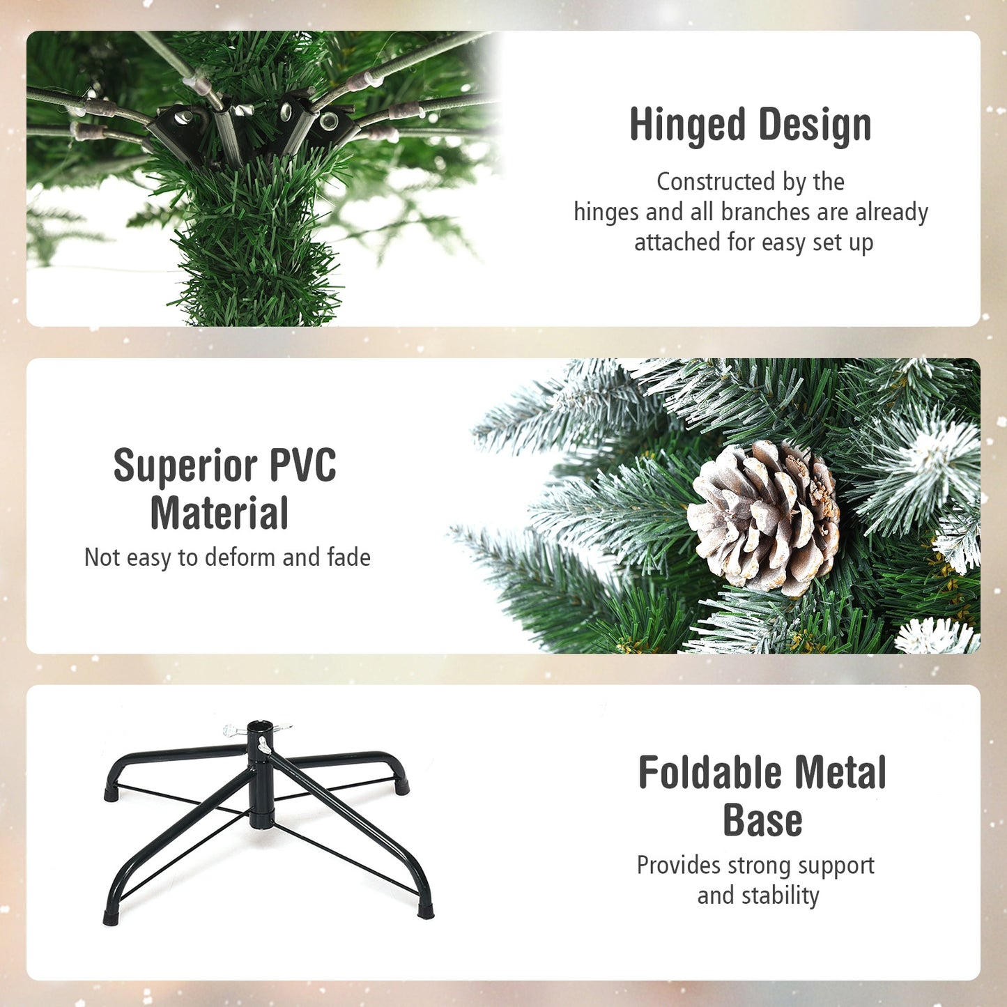 5/6/7.5 Feet Artificial Pencil Christmas Tree with Pine Cones-6 Feet