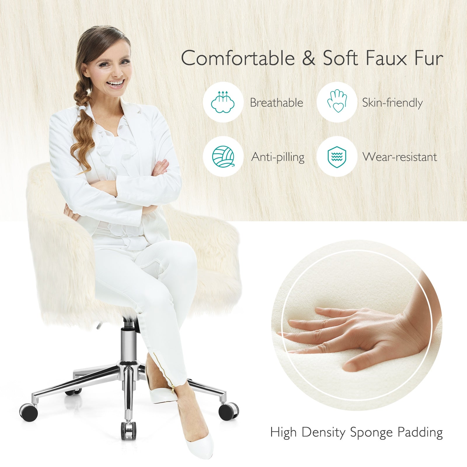 Ergonomic Office Chair with Headrest Adjustable Height for Home Office and Study