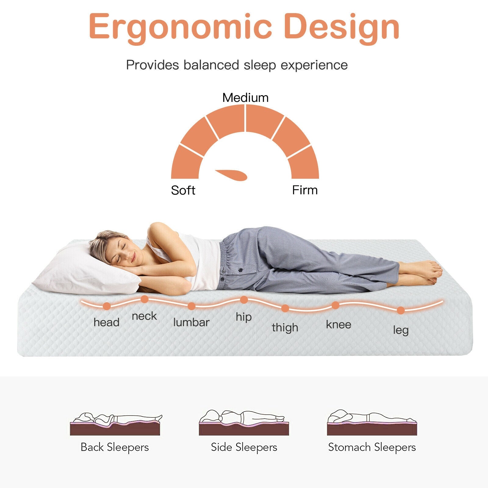 8 Inch Foam Medium Firm Mattress with Jacquard Cover-Queen Size