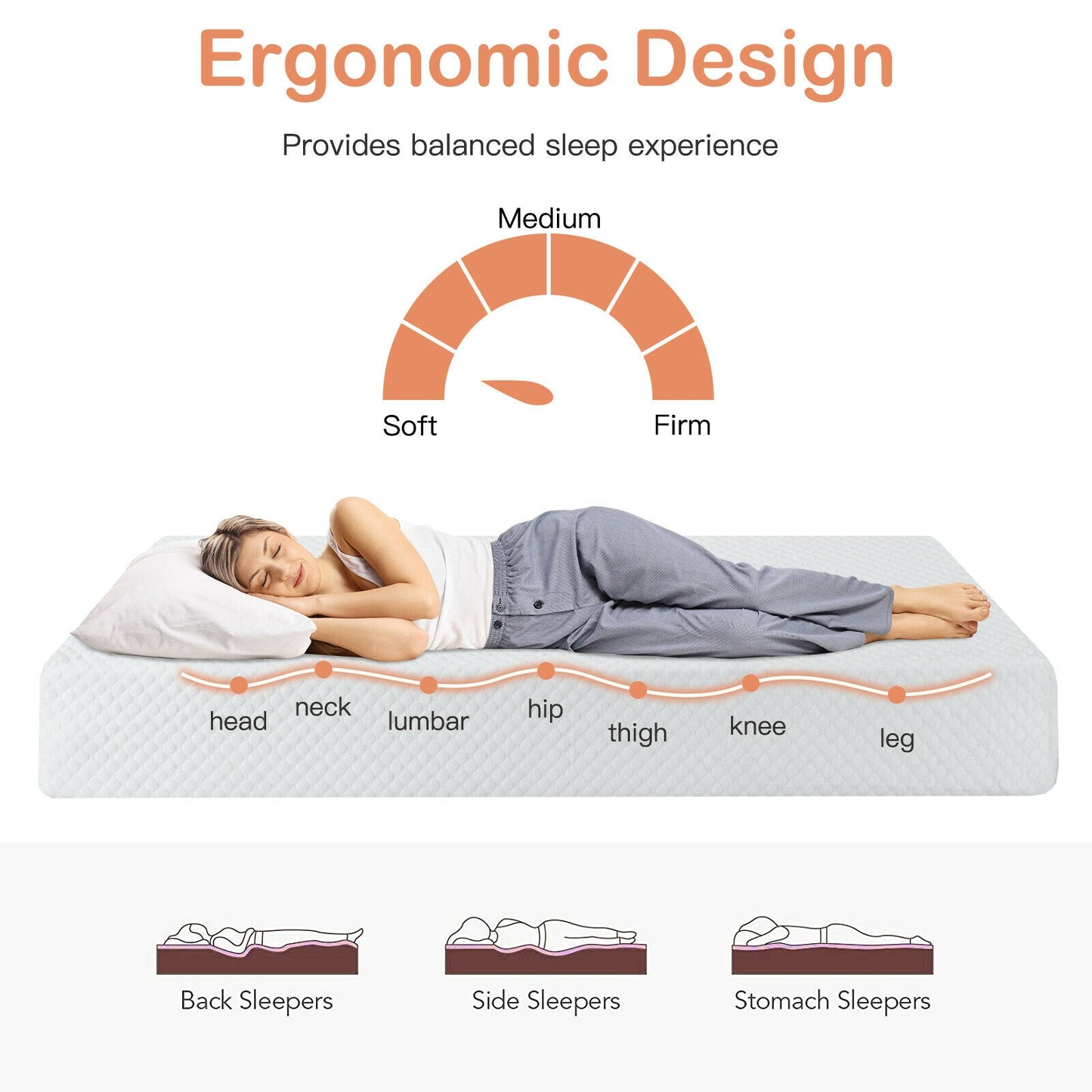 8 Inch Foam Medium Firm Mattress with Jacquard Cover-Twin Size