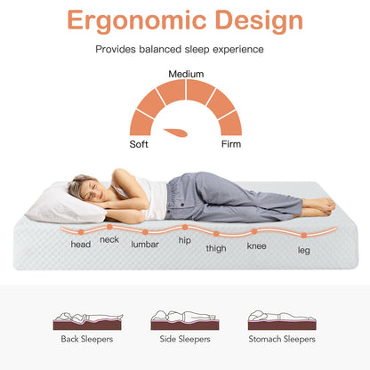 8 Inch Foam Medium Firm Mattress with Jacquard Cover-Twin Size