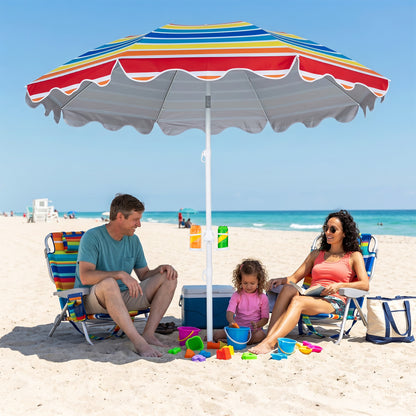 Beach Umbrella 6.5 FT with UPF 50+ Sun Protection & Sand Anchor