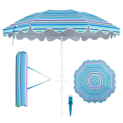Beach Umbrella 6.5 FT with UPF 50+ Sun Protection & Sand Anchor