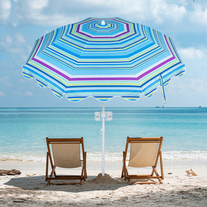Beach Umbrella 6.5 FT with UPF 50+ Sun Protection & Sand Anchor