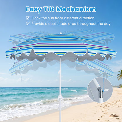Beach Umbrella 6.5 FT with UPF 50+ Sun Protection & Sand Anchor