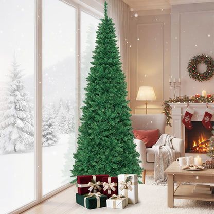 6.5 Feet / 7.5 Feet Pre-Lit Hinged Artificial Pencil Christmas Tree-7.5 Feet