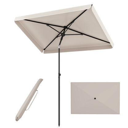 Rectangular Patio Umbrella 6.5 x 4.3 Ft with Tilt Adjustment