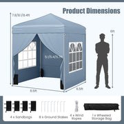 6.5 x 6.5 FT Pop up Canopy Tent with 4 Sidewalls and Wheeled Bag-Grey