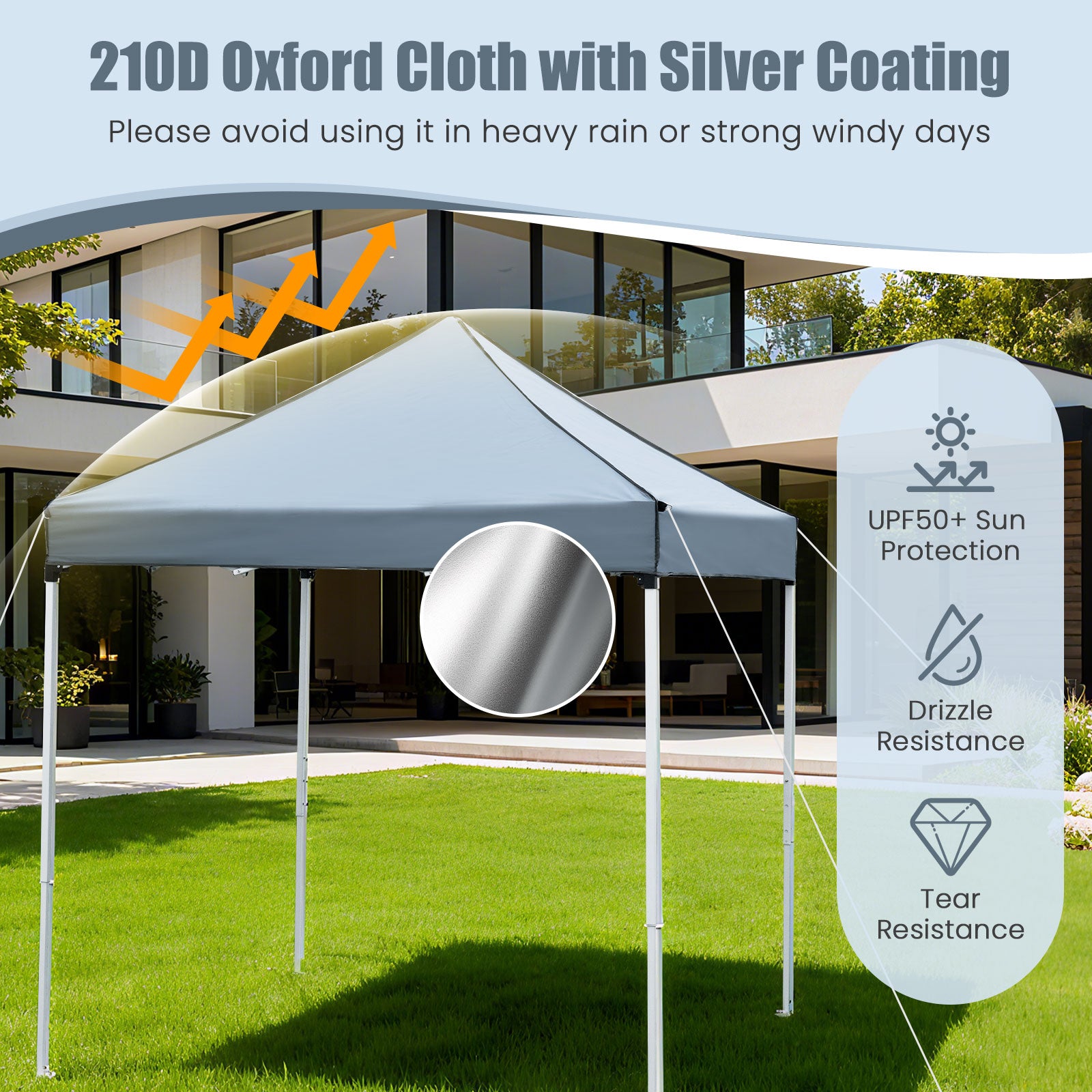 6.5 x 6.5 FT Pop up Canopy Tent with 4 Sidewalls and Wheeled Bag-Grey