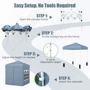 6.5 x 6.5 FT Pop up Canopy Tent with 4 Sidewalls and Wheeled Bag-Grey
