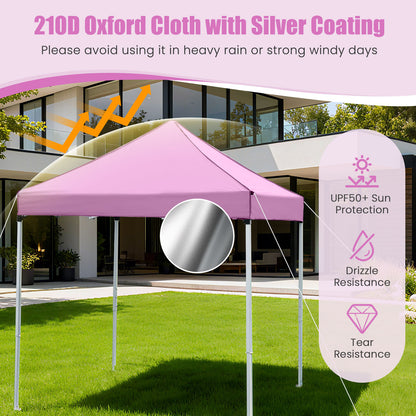 6.5 x 6.5 FT Pop up Canopy Tent with 4 Sidewalls and Wheeled Bag-Pink