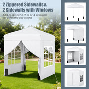 6.5 x 6.5 FT Pop up Canopy Tent with 4 Sidewalls and Wheeled Bag-white