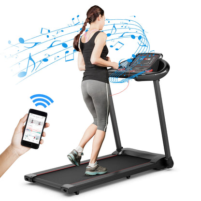 2.25HP Electric Running Machine Treadmill with Speaker and APP Control-Red - Red