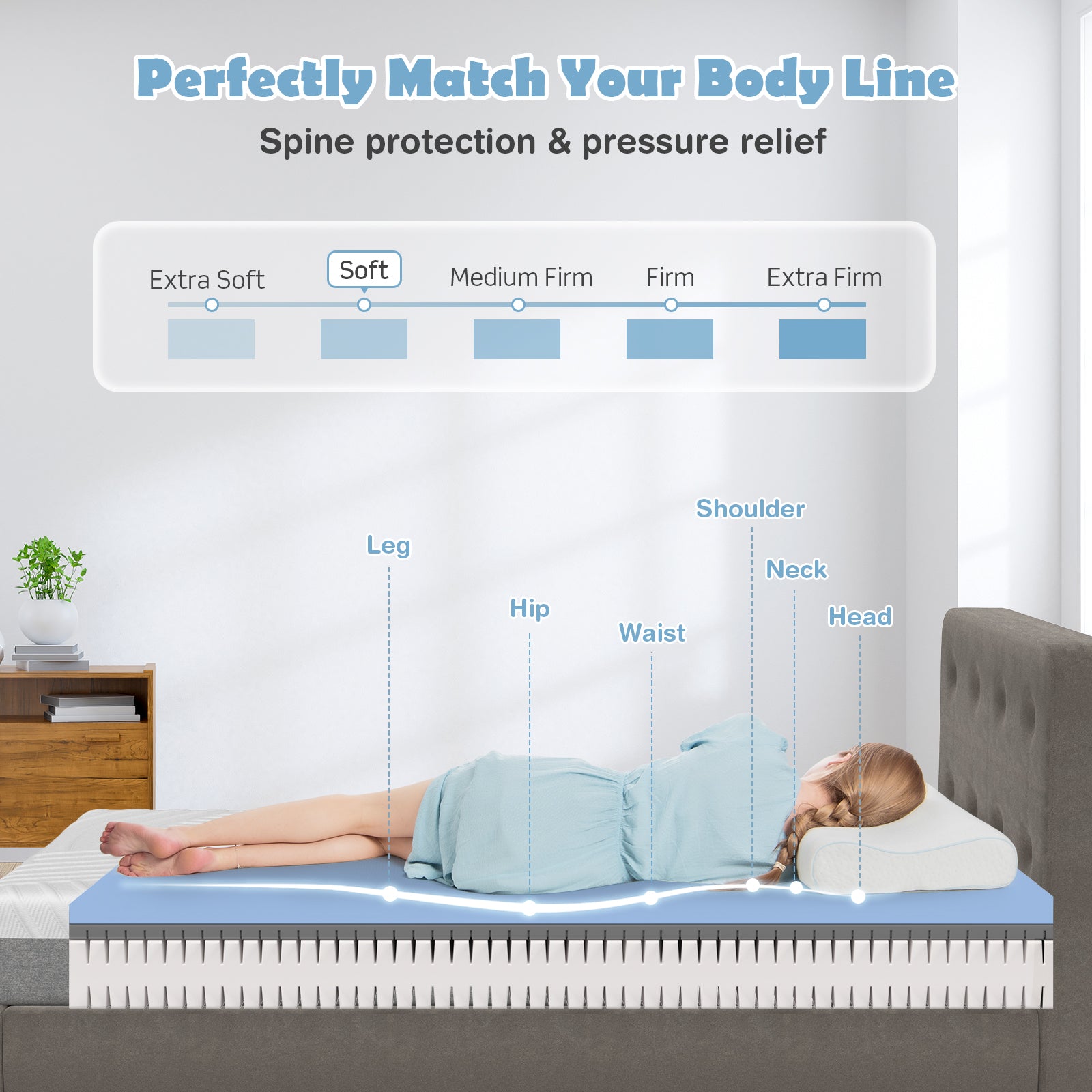 3D Bed Mattress Gel Memory Foam Convoluted Foam for Adjustable Bed-8 inches