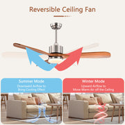 52 Inch Reversible Ceiling Fan with LED Light and Adjustable Temperature
