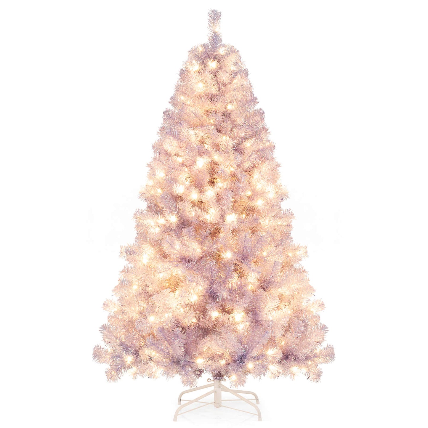 6/7.5 FT Pre-Lit Tinsel Christmas Tree Artificial Xmas Tree-S