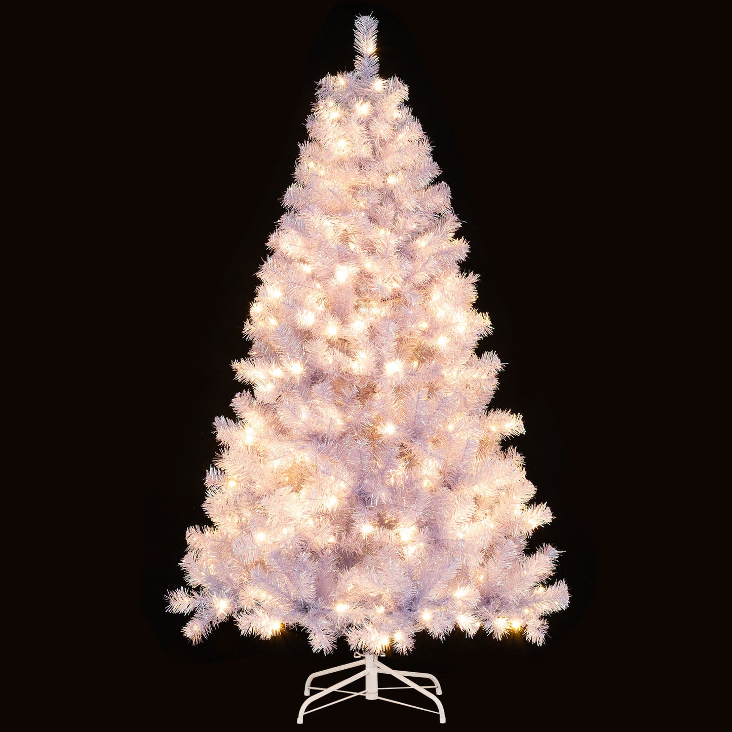 6/7.5 FT Pre-Lit Tinsel Christmas Tree Artificial Xmas Tree-S