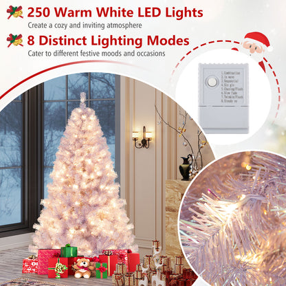 6/7.5 FT Pre-Lit Tinsel Christmas Tree Artificial Xmas Tree-S
