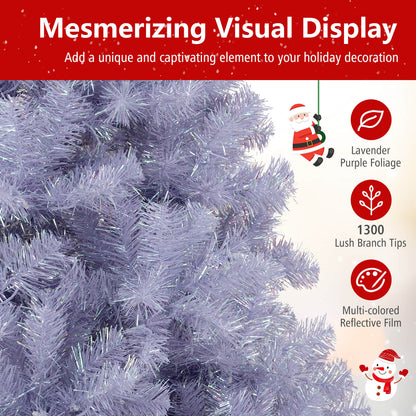 6/7.5 FT Pre-Lit Tinsel Christmas Tree Artificial Xmas Tree-M