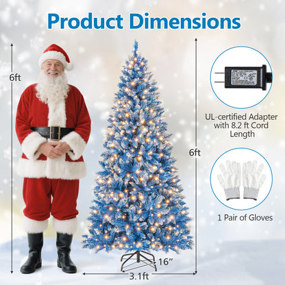 6/7/8/9 FT Artificial Christmas Tree with 767 Snowy Branch Tips-6 FT