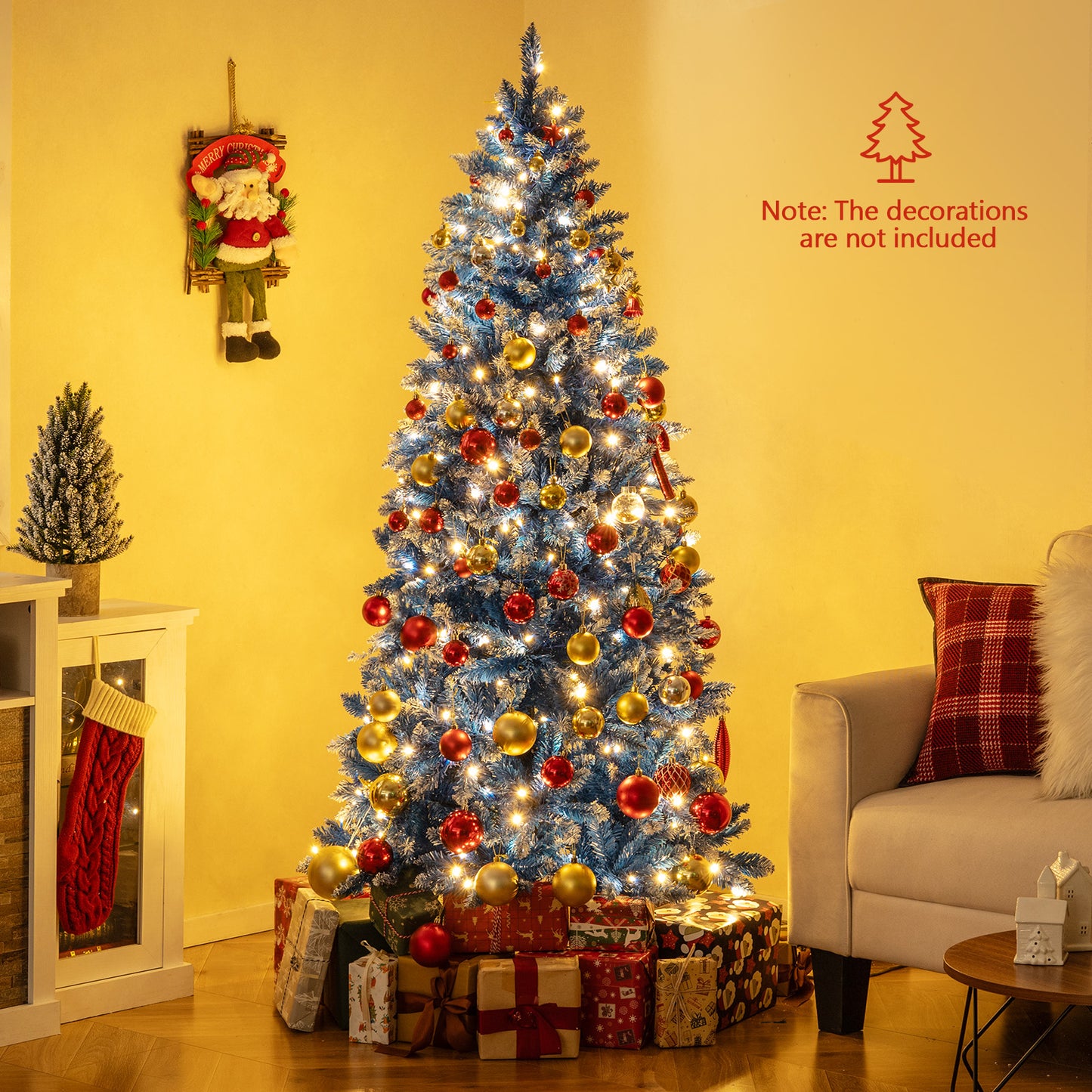 6/7/8/9 FT Artificial Christmas Tree with 767 Snowy Branch Tips-6 FT