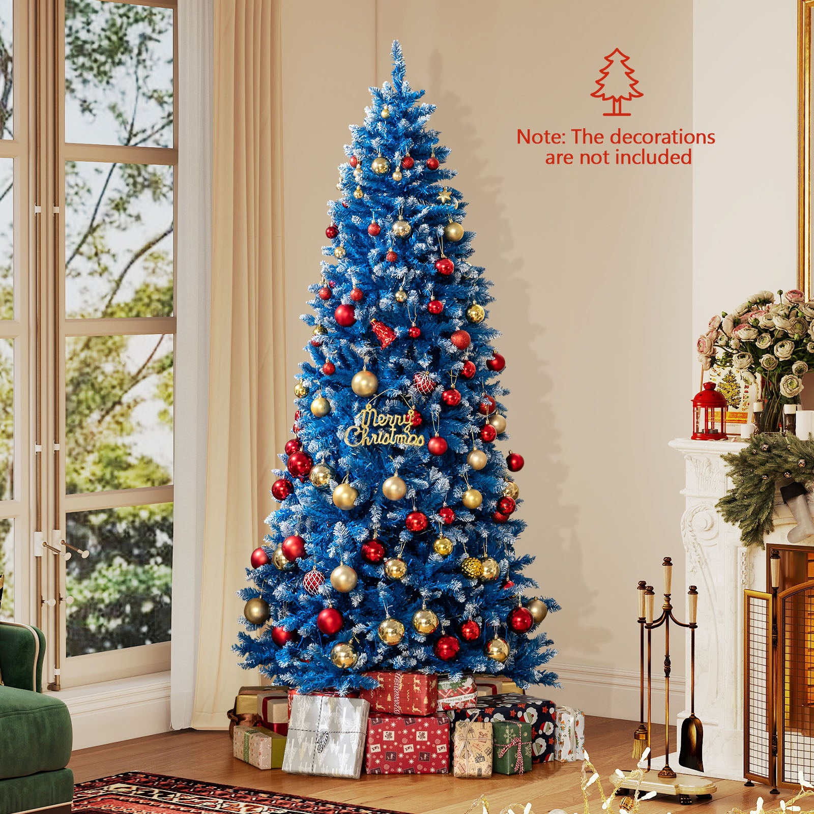 6/7/8/9 FT Artificial Christmas Tree with 767 Snowy Branch Tips-7 FT