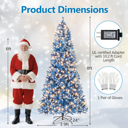6/7/8/9 FT Artificial Christmas Tree with 767 Snowy Branch Tips-8 FT