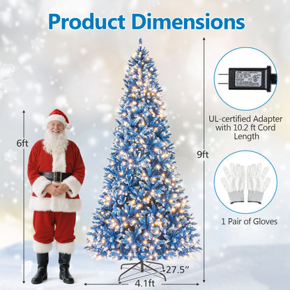 6/7/8/9 FT Artificial Christmas Tree with 767 Snowy Branch Tips-9 FT