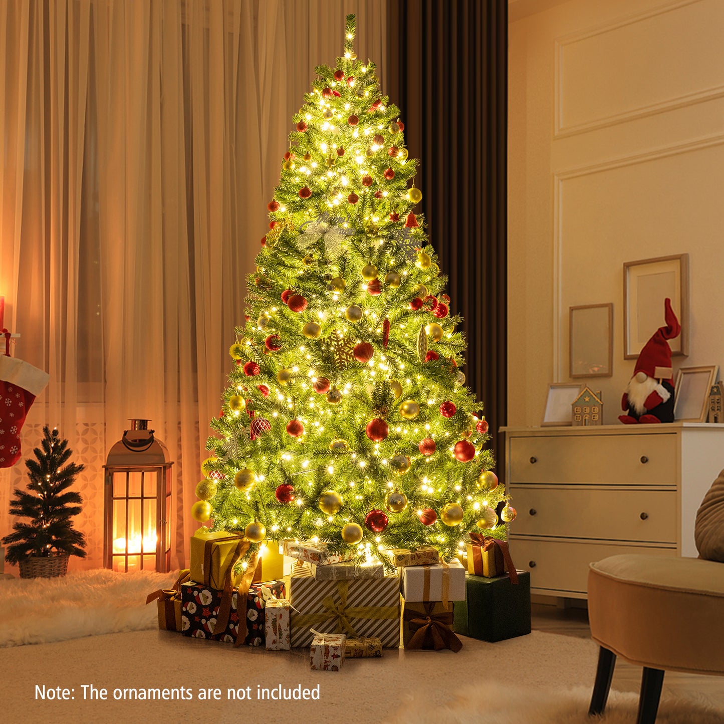 6/7/8 FT Pre-Lit Artificial Christmas Tree with Remote Control and LED Lights-7ft
