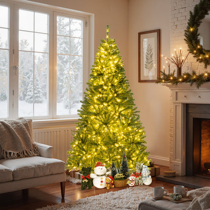 6/7/8 FT Pre-Lit Artificial Christmas Tree with Remote Control and LED Lights-7ft