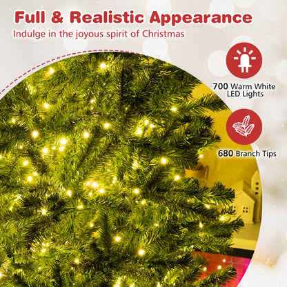 6/7/8 FT Pre-Lit Artificial Christmas Tree with Remote Control and LED Lights-S