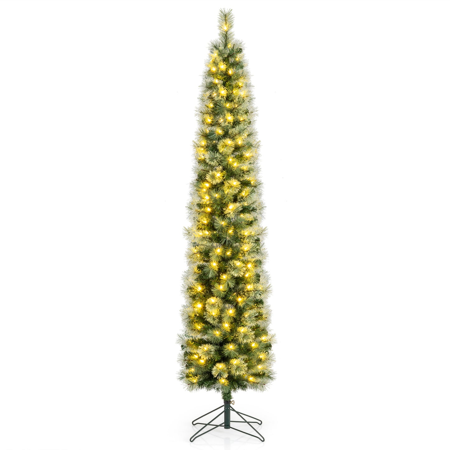 6/7/8 FT Pre-Lit Pencil Artificial Christmas Tree with 120/150/200 LED Warm White Lights and 8 Modes