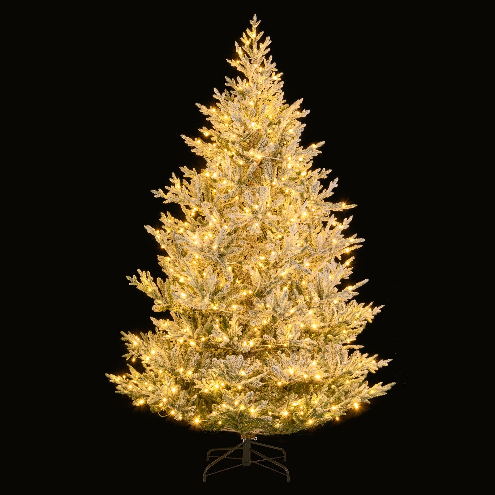 6/7/8 Feet Pre-Lit Artificial Christmas Tree Hinged Snow Flocked Xmas Tree-8 Feet