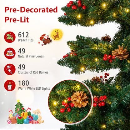 6/7 FT Pre-Lit Artificial Christmas Tree Spiral Holiday Tree with 612/791 Branch Tips and 8 Modes-6 ft