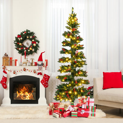 6/7 FT Pre-Lit Artificial Christmas Tree Spiral Holiday Tree with 612/791 Branch Tips and 8 Modes-7 ft