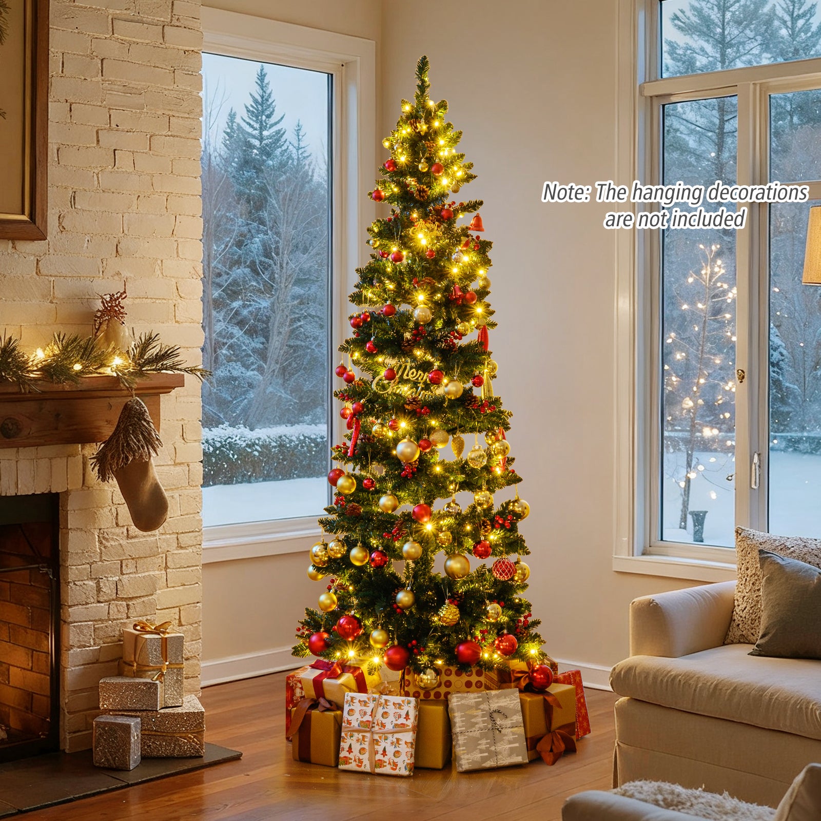 6/7 FT Pre-Lit Artificial Christmas Tree Spiral Holiday Tree with 612/791 Branch Tips and 8 Modes-7 ft