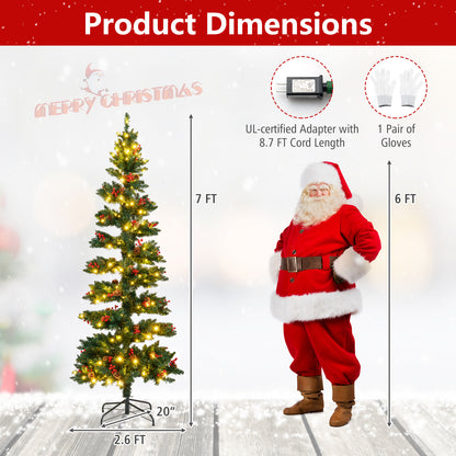 6/7 FT Pre-Lit Artificial Christmas Tree Spiral Holiday Tree with 612/791 Branch Tips and 8 Modes-7 ft