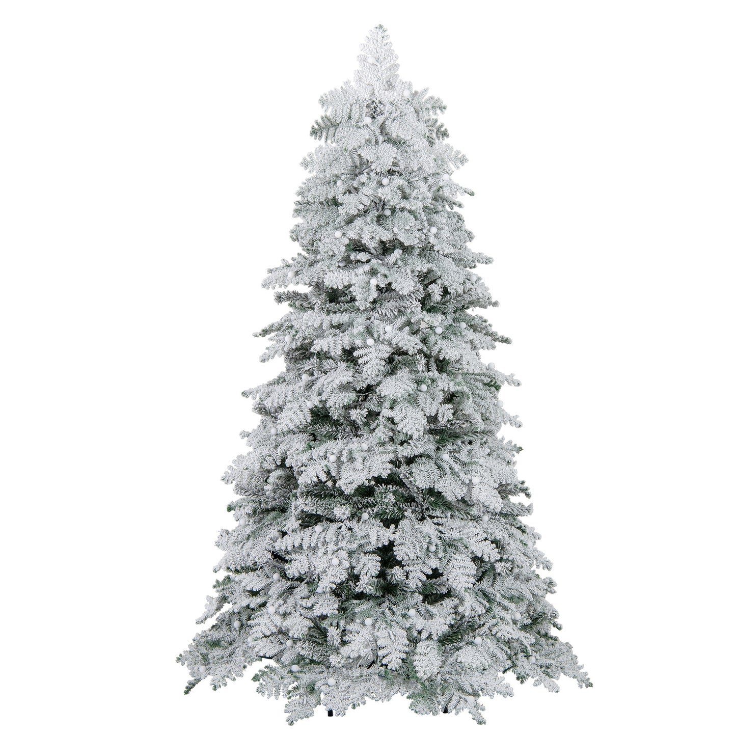6/7 Feet Artificial Snow-flocked Christmas Tree Pre-lit Hinged Xmas Tree with 130 Twinkle Balls-6 Feet