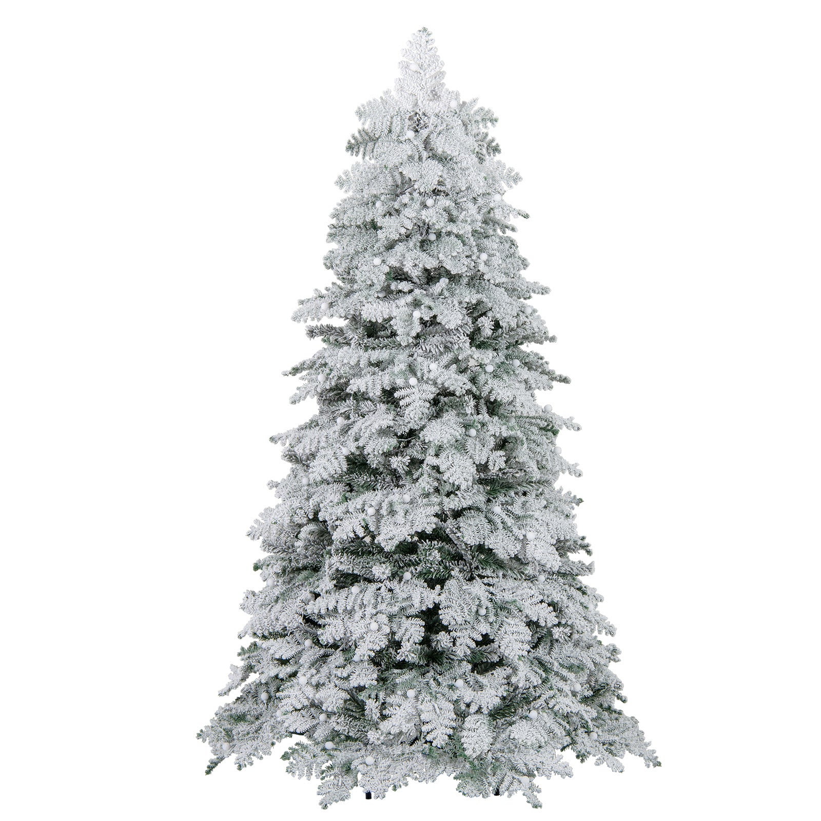 6/7 Feet Artificial Snow-flocked Christmas Tree Pre-lit Hinged Xmas Tree with 130 Twinkle Balls-6 Feet