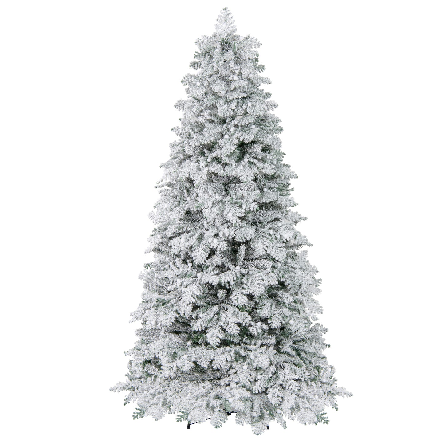 6/7 Feet Artificial Snow-flocked Christmas Tree Pre-lit Hinged Xmas Tree with 130 Twinkle Balls-7 Feet