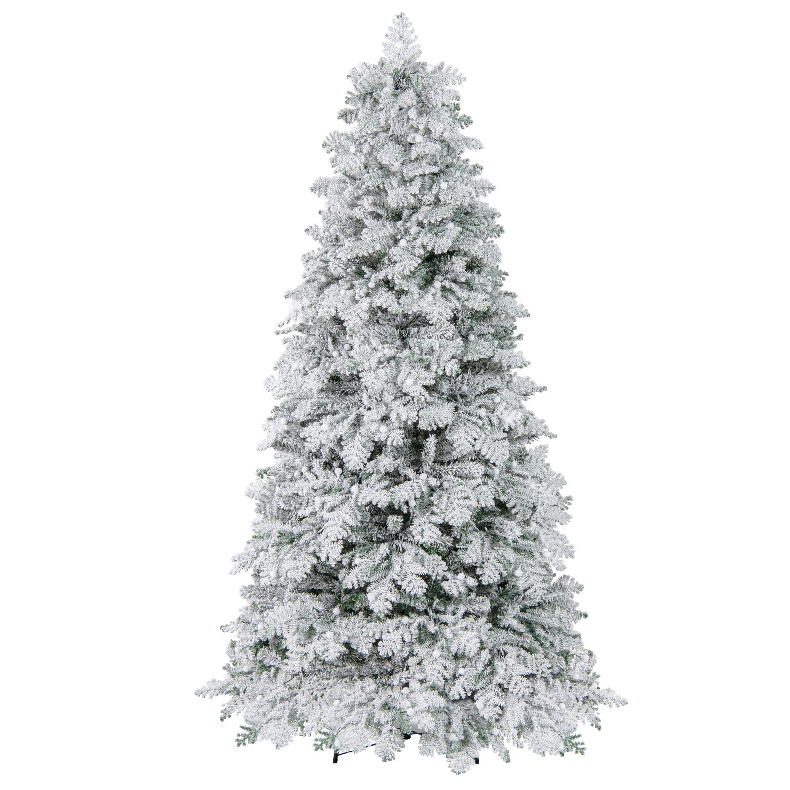 6/7 Feet Artificial Snow-flocked Christmas Tree Pre-lit Hinged Xmas Tree with 130 Twinkle Balls-7 Feet