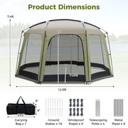 6-8 Person Netted Canopy Tent with Zippered Door