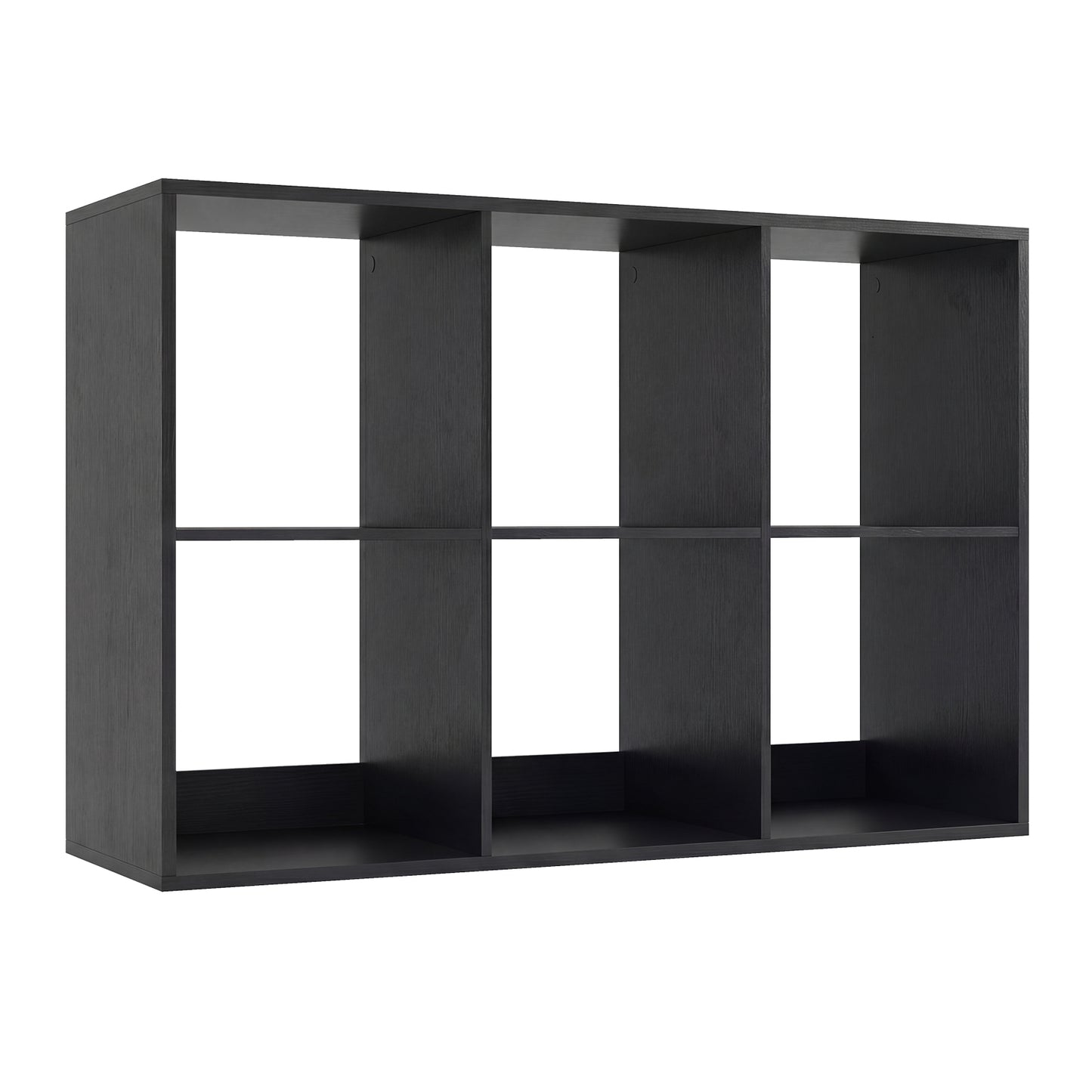 6 Cube Bookshelf with Back Guardrail for Living Room Bedroom-Rustic Brown - Black
