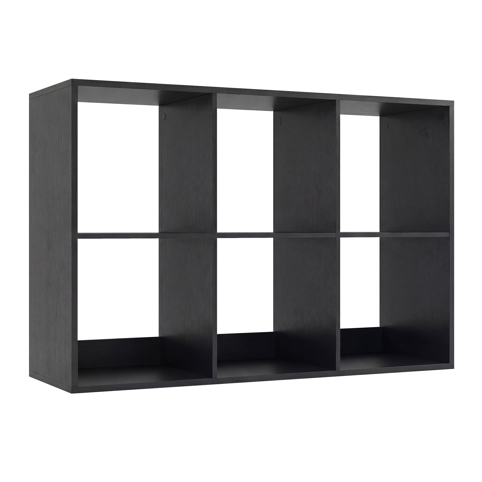 6 Cube Bookshelf with Back Guardrail for Living Room Bedroom-Rustic Brown - Black