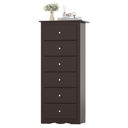 6 Drawers Chest Dresser Clothes Storage Bedroom Furniture Cabinet-White - Brown
