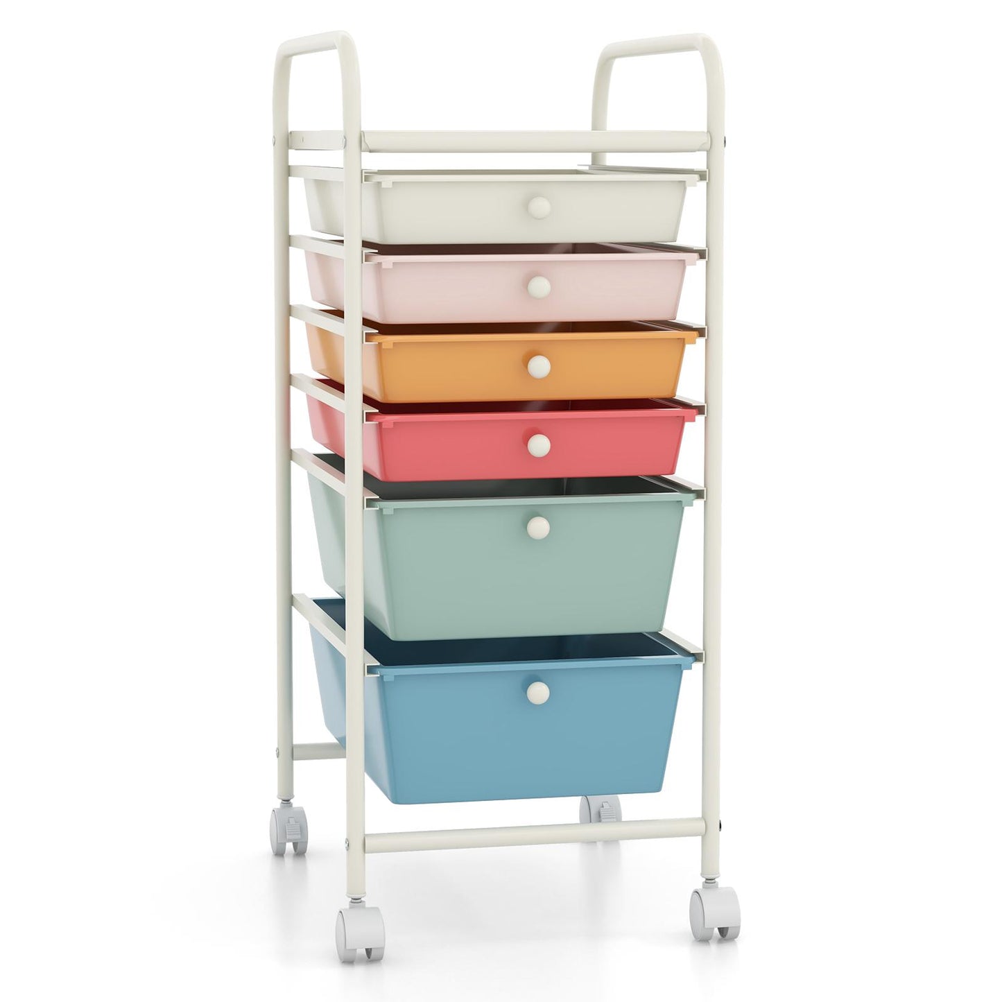 6 Drawers Rolling Storage Cart Organizer-Yellow - Macaron