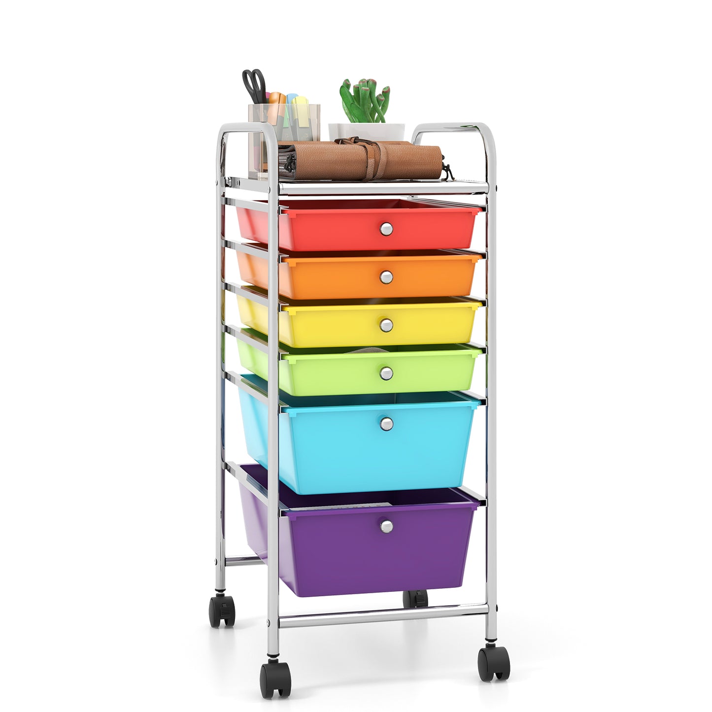 6 Drawers Rolling Storage Cart Organizer-Yellow - Multicolor
