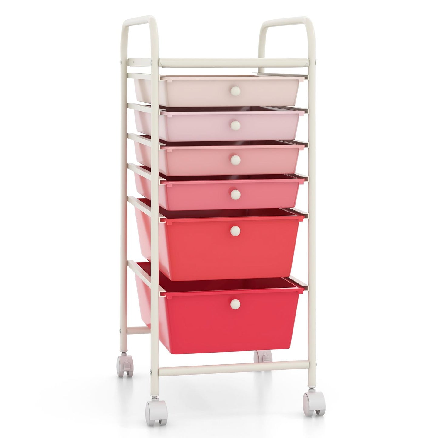 6 Drawers Rolling Storage Cart Organizer-Yellow - Pink