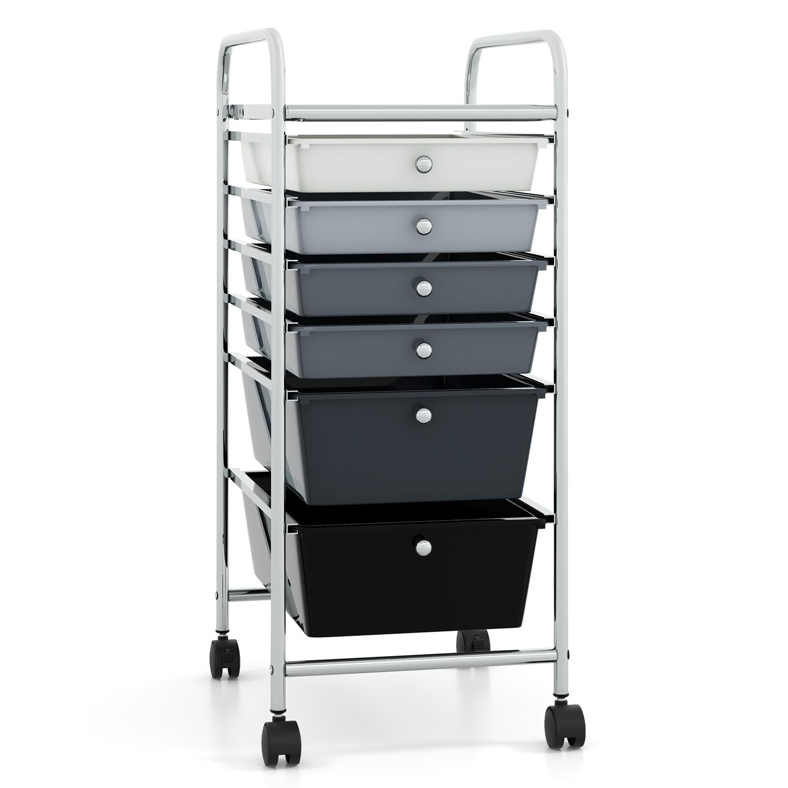 6 Drawers Rolling Storage Cart Organizer-Yellow - Mixed Black