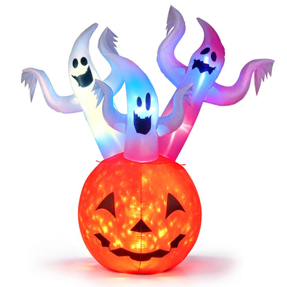 6 FT Inflatable Ghost Pumpkin with Colorful LED Lights